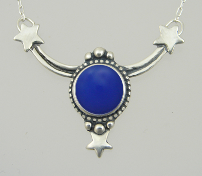 Sterling Silver Blue Onyx Accents This Celestial Necklace